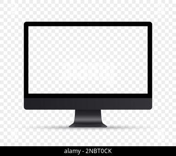 Computer monitor mockup with blank screen and shadow Stock Vector