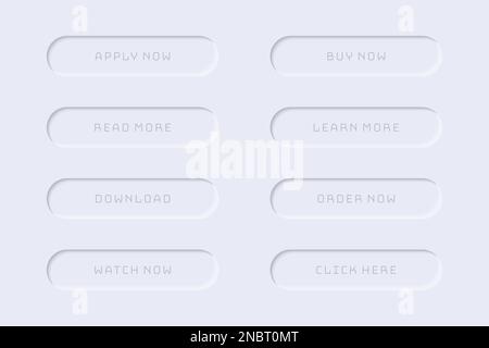 Minimalistic web buttons collection in gray with shadow Stock Vector