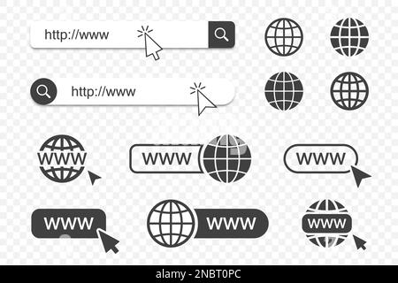Set of website icons on a transparent background Stock Vector