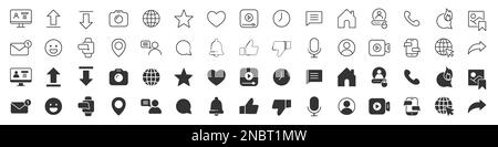 Social networks excellent icons collection in two different styles Stock Vector