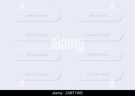 Minimalistic web buttons collection in gray with shadow Stock Vector