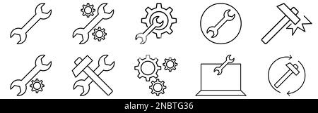 Repair line icons. Vector illustration isolated on white background Stock Vector