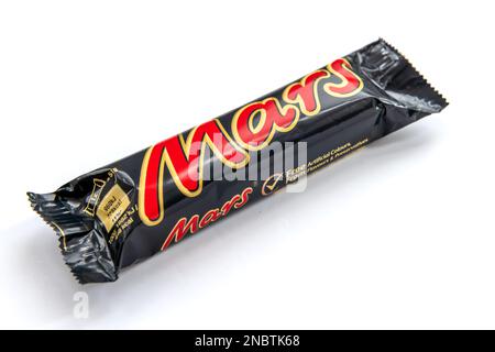 London. UK-02.12.2023. A packet of Mars chocolate bar isolated in white. Stock Photo