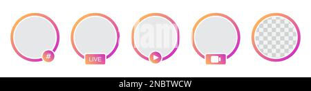 Set of templates for social network elements stories Stock Vector