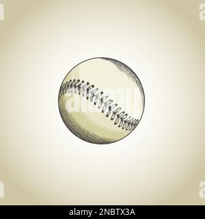 Hand drawn baseball ball sketch vector illustration in color, vintage style Stock Vector