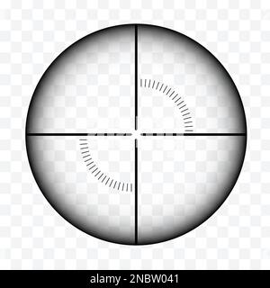 Realistic sniper or hunting rifle sight with reticle and transparent background - crosshair vector Stock Vector
