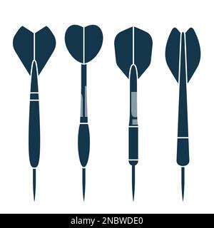 Set of darts, simple icons of silhouettes of dart arrows, vector Stock Vector