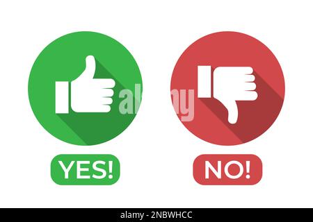 Yes and no icon with thumbs up and thumbs down Stock Vector