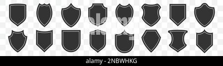 Set of shields icon on a transparent background Stock Vector