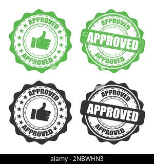 Set of approved rubber stamp on a transparent background Stock Vector