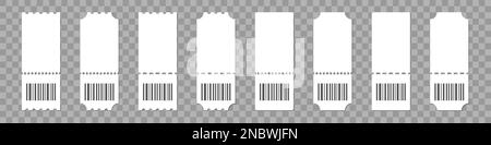 Set of ticket template with barcode on a transparent background Stock Vector
