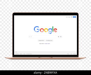 Macbook air with Google search window mockup. Vector illustration EPS10 Stock Vector
