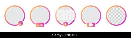 Set of templates for social network elements stories Stock Vector