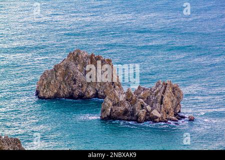 Adalary Rocks. Clif mountains sea, place near resort town Gurzuf. southern coast of the Black Sea, Crimea. Stock Photo