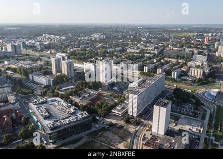 Aerial drone photo of Katowice city, Silesia region of Poland Stock Photo