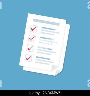 Document form paper sheets pile with checklist in a flat design Stock Vector