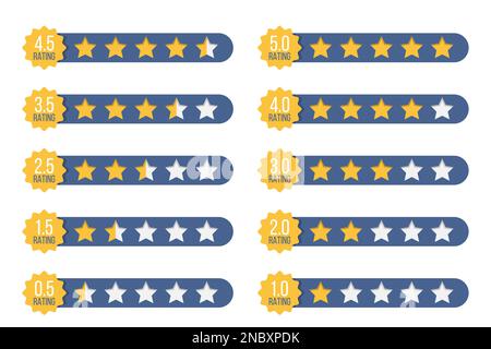 Set of stars rating badges in a flat design Stock Vector