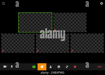 Video conference app interface template screen. Vector illustration Stock Vector