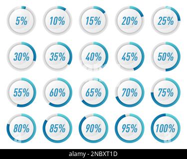 Collection of blue circle percentage diagrams for infographics Stock Vector