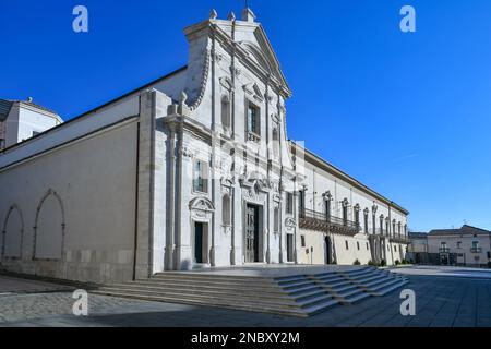 The facade of the cathedral and the bishop's palace in Melfi, a square of the historic town in southern Italy. Stock Photo