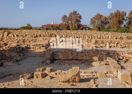 Ancient ruins in Paphos Archaeological Park in Paphos city, Cyprus island country Stock Photo