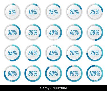 Collection of blue circle percentage diagrams for infographics Stock Vector