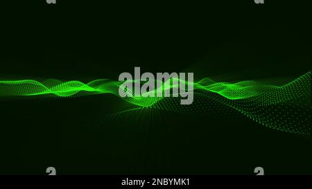 science green abstract with shining green dust particles, glowing