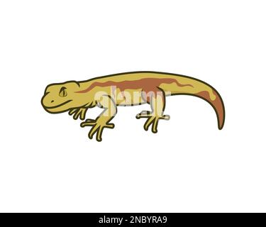 Simple Gecko Calmly Gazing Illustration Stock Vector