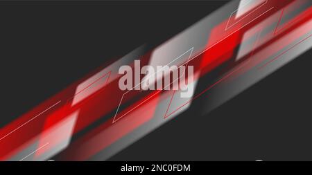 Diagonal abstract blurred stripe of random red and white shapes on balck background, dynamic composition Stock Vector
