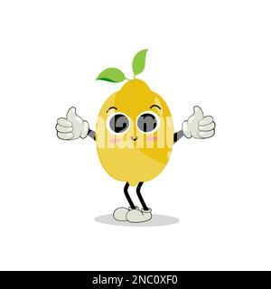 Lemon character design. Vector Illustration Flat Lemon Cute Character expression emotion collection set, minimal style, mascot product. Stock Vector