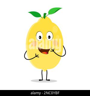 Lemon character design. Vector Illustration Flat Lemon Cute Character expression emotion collection set, minimal style, mascot product. Stock Vector