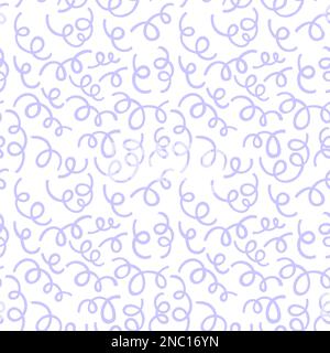 Ribbon violet serpentine seamless pattern. Hand drawn elements. Vector illustration, flat design Stock Vector
