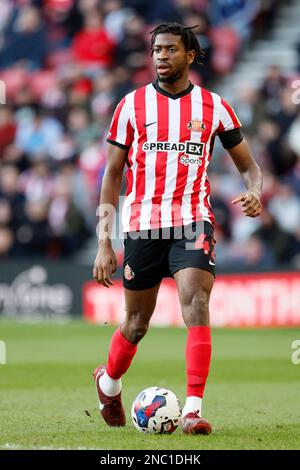 Sunderland's Aji Alese on the ball during the Sky Bet Championship match at the Stadium of Light, Sunderland. Picture date: Saturday February 11, 2023. Stock Photo