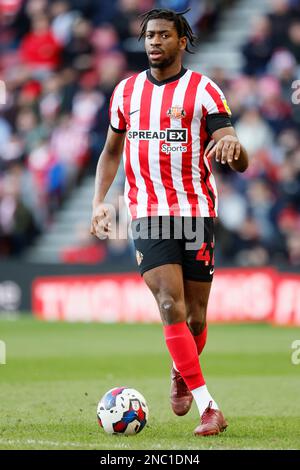 Sunderland's Aji Alese on the ball during the Sky Bet Championship match at the Stadium of Light, Sunderland. Picture date: Saturday February 11, 2023. Stock Photo