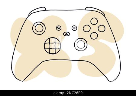 Game modern controller. Vector illustration in hand-drawn cartoon flat style isolated on white background. Stock Vector