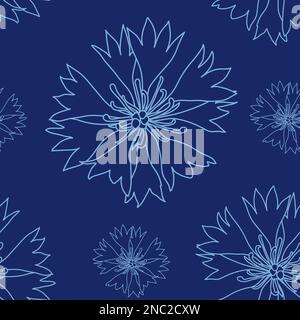 seamless pattern with blue cornflowers flowers Stock Vector