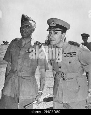 Lord Louis Mountbatten, Supreme Commander, South East Asia Command, right,  and Admiral Sir Richard Pierse during a tour of an airfield, in India, on  Jan. 7, 1944. (AP Photo Stock Photo - Alamy