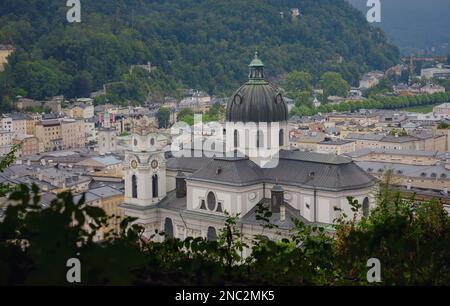 Kollegienkirche in Salzburg is church of University of Salzburg. The church is listed building and is part of UNESCO World Heritage Historic Center of Stock Photo