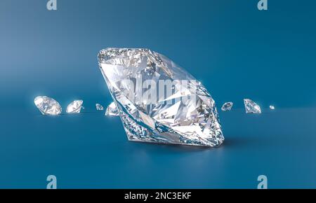 3d diamonds on a blue background. render Stock Photo