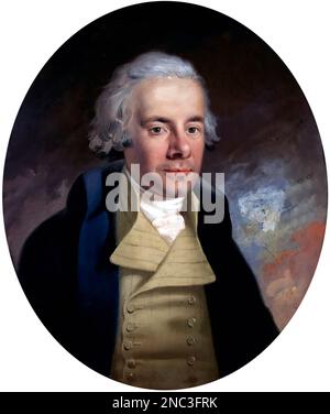 William Wilberforce (1759–1833), an English politician, philanthropist, and a leader of the movement to abolish the slave trade. Portrait painting by Anton Hickel, oil on canvas, 1794 Stock Photo