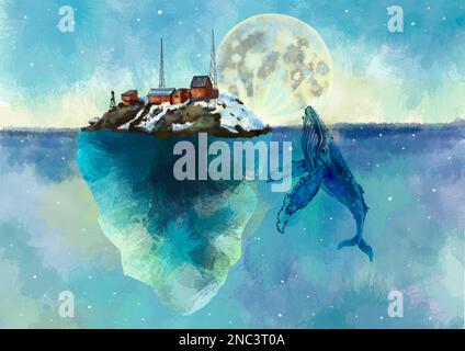 Illustration of south pole animals and forwarders. High quality illustration Stock Photo