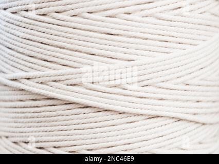 Natural Macrame Cord on Soft White Background Stock Photo