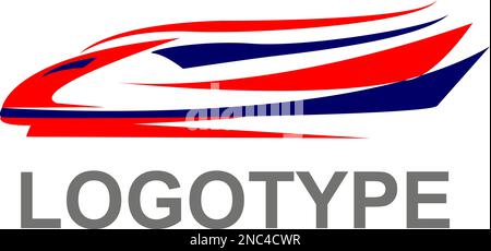 Train logo illustration on light background, emblem Stock Vector