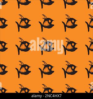 Seamless texture of the image sets of fish Stock Vector
