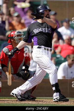 Colorado Rockies' Todd Helton at bat during Game 4 of the baseball World  Series Sunday, Oct. 28, 2007, at Coors Field in Denver. (AP Photo/Jack  Dempsey Stock Photo - Alamy