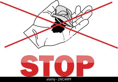 sign prohibiting the use of drugs, no drug addicts Stock Vector