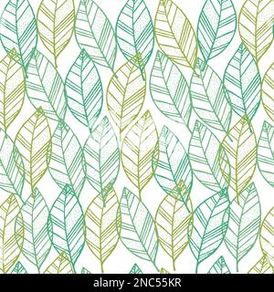 Leaf Seamless Pattern. Seamless pattern with hand drawn leaves Stock Vector