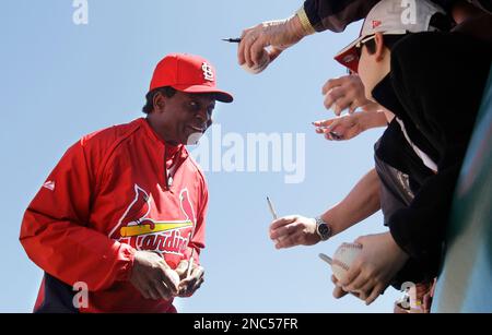 Jackie Brock, wife of Lou Brock, St. Louis Cardinals Hall of Famer before a  spring training baseball game, Monday, March 21, 2011 in Jupiter, Fla. (AP  Photo/Carlos Osorio Stock Photo - Alamy