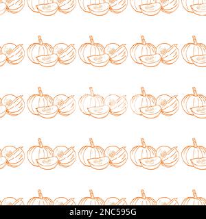 vector seamless pattern with pumpkins. Seamless patterns are used in textile design, postcards, calendars, websites, wallpapers, packages, backgrounds Stock Vector