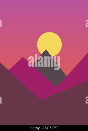 Abstract landscape illustration art modern scenery and contemporary Boho artwork for minimalist background for wall art and decor Stock Vector